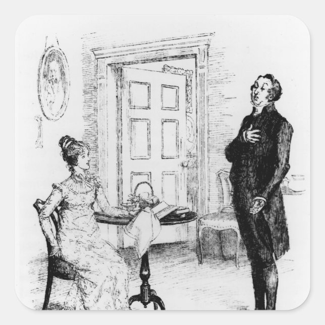 Mr Collins and Elizabeth Square Sticker (Front)