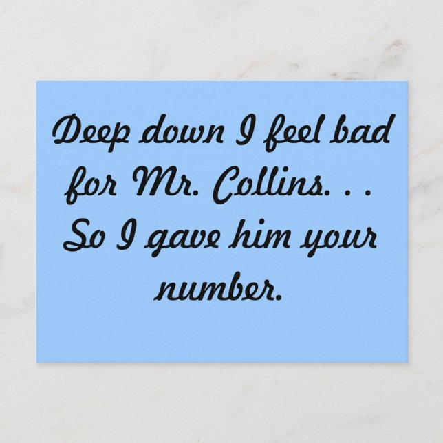 Mr. Collins Postcard (Front)