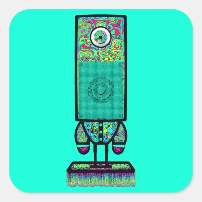 Mr. colourful psychedelic one eyed speaker v2.2 square sticker (Front)