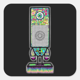 Mr. colourful psychedelic one eyed speaker v3 square sticker
