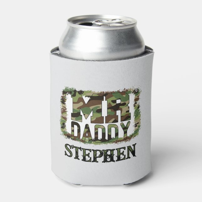 Mr. Daddy Camouflage Design with Custom Name Can Cooler (Can Front)