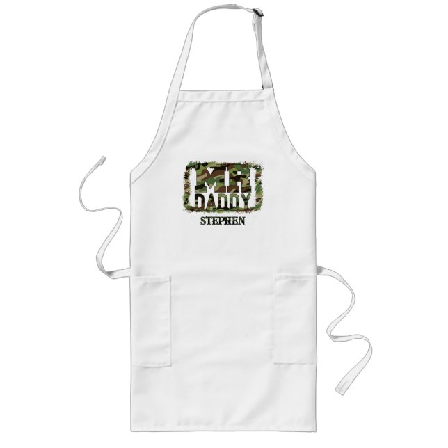 Mr. Daddy Camouflage Design with Custom Name Long Apron (Front)