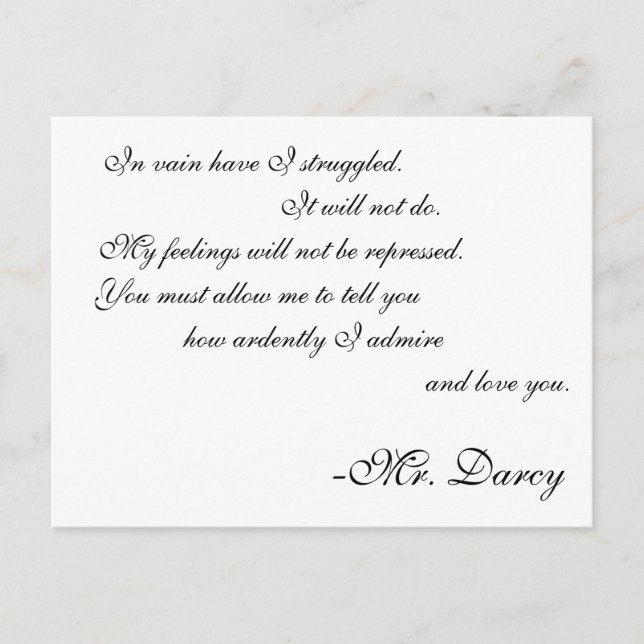 Mr. Darcy Line Postcard (Front)