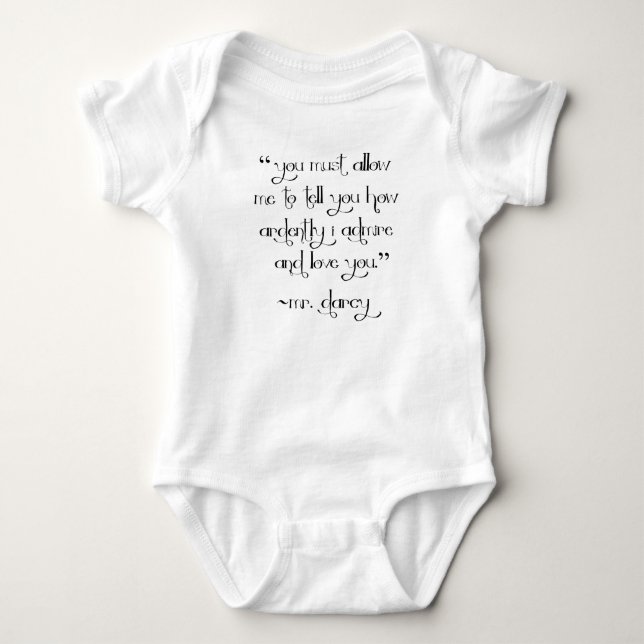 Mr. Darcy's Proposal baby shirt bodysuit (Front)