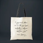 Mr. Darcy's Proposal tote bag Pride and Prejudice<br><div class="desc">The infamous words from Mr. Darcy's first proposal to Lizzy.  Inspired by the Little Literary Classics cloth books,  available on Etsy and Spoonflower!</div>
