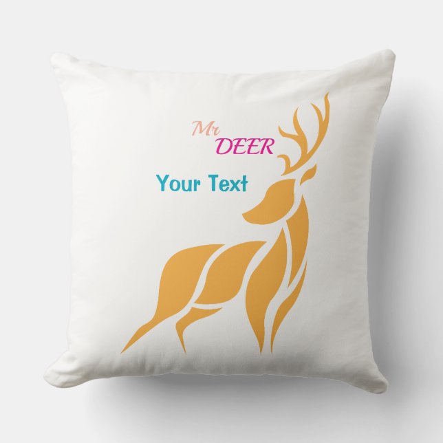 Mr. Deer Graphic – Rustic Woodland Style Cushion (Front)