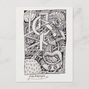 Mr Emptyful, Ink drawing Postcard