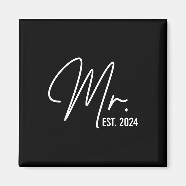 Mr. Est. 2024 Just Married Wedding Hubby Mr &amp;  Magnet (Front)