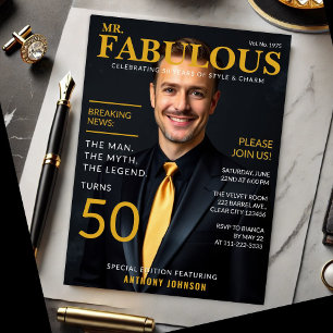 Mr. Fabulous 50th Birthday Magazine Cover Style Invitation