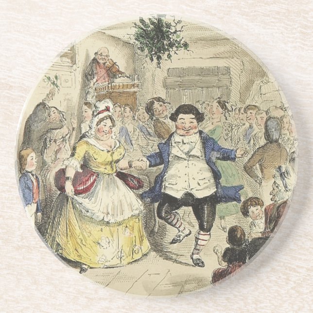 Mr. Fezziwig Dancing, A Christmas Carol Coaster (Front)