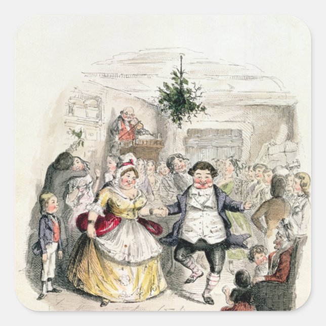 Mr Fezziwig's Ball, from 'A Christmas Carol' Square Sticker (Front)