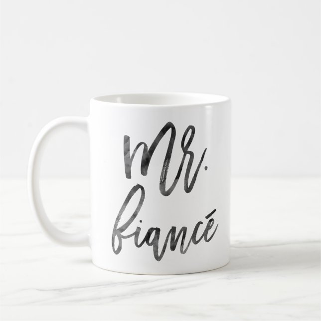 Mr. Fiancé Inky Trendy Lettering Coffee Mug (Left)