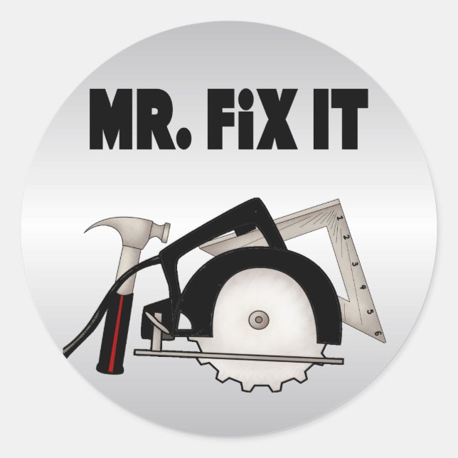 Mr Fix It Classic Round Sticker (Front)