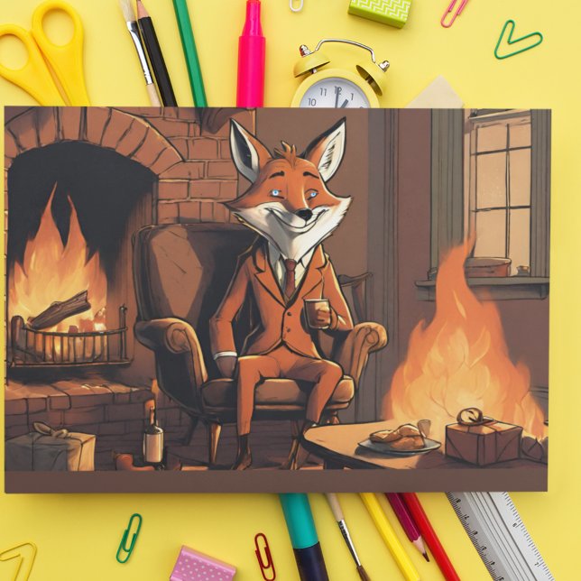 Mr. Fox Spreading Christmas Cheer Foil Holiday Postcard (Creator Uploaded)