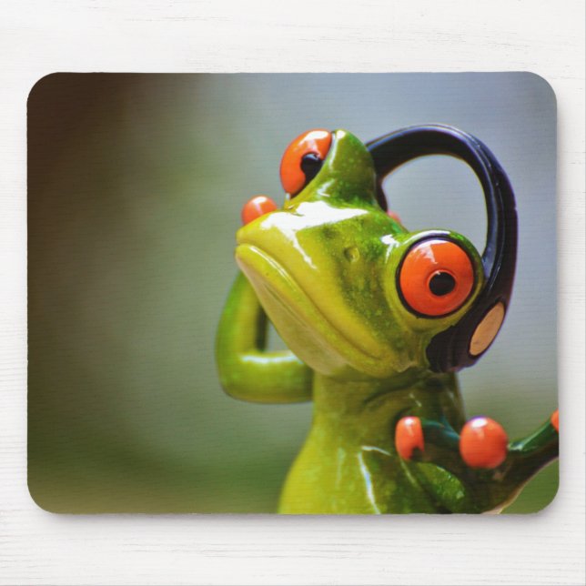 Mr. Frog with Headphones Mouse Mat (Front)