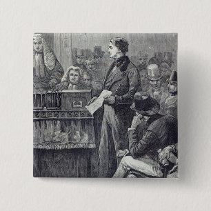 Mr Gladstone delivering his Maiden Speech 15 Cm Square Badge