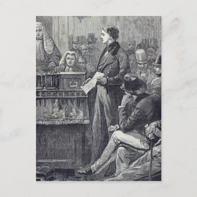 Mr Gladstone delivering his Maiden Speech Postcard (Front)