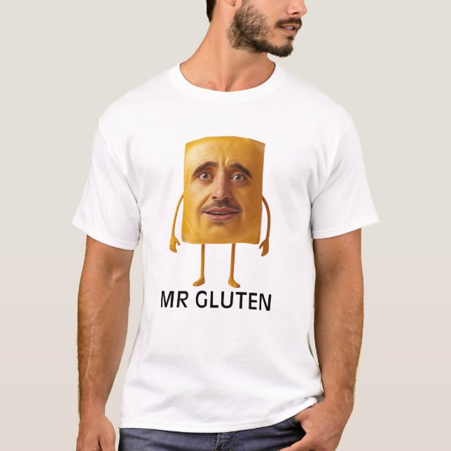 Mr Gluten Bread Joke t shirt (Front)