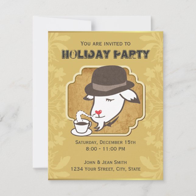 Mr. Goat & Coffee Holiday Party Custom Invitation (Front)