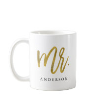 Mr. gold calligraphy personalised coffee mug