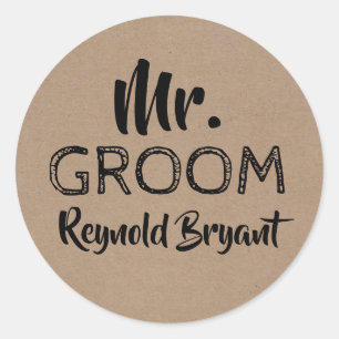 Mr. Groom Bold Typography Classic Round Sticker
