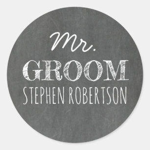 Mr. Groom Chalkboard Classic Round Sticker