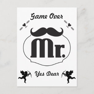 Mr. Groom Moustache Bachelor Party Invitation Postcard