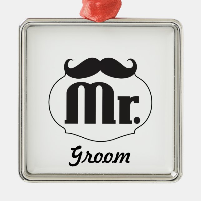 Mr. Groom Moustache Metal Tree Decoration (Front)