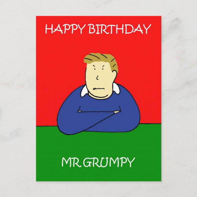 Mr Grumpy Happy Birthday Postcard (Front)