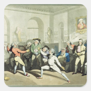 Mr H Angelo's Fencing Academy, engraved by Charles Square Sticker
