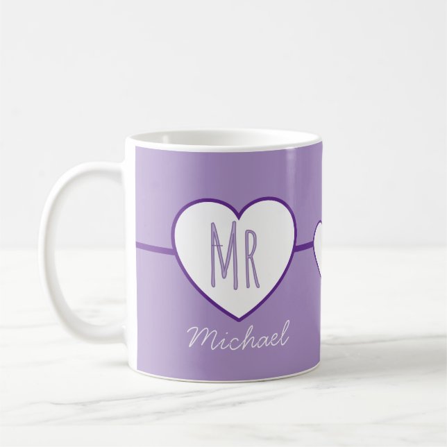 Mr Heart Purple coffee mug (Left)