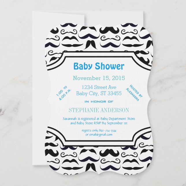 Mr. Hipster Mustache Vintage Retro Invitation (Front)