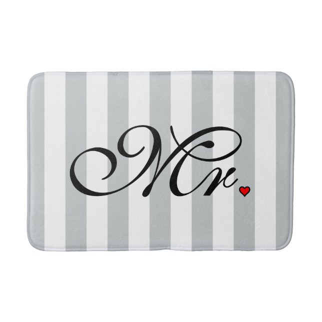 Mr. Husband Groom Click to Customise Colour Stripe Bath Mat (Front)