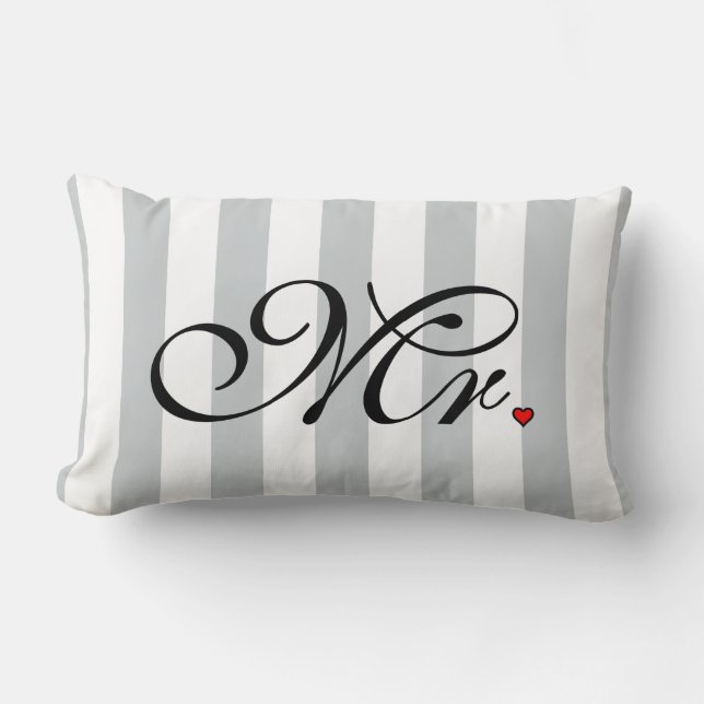 Mr. Husband Groom Click to Customise Colour Stripe Lumbar Cushion (Front)