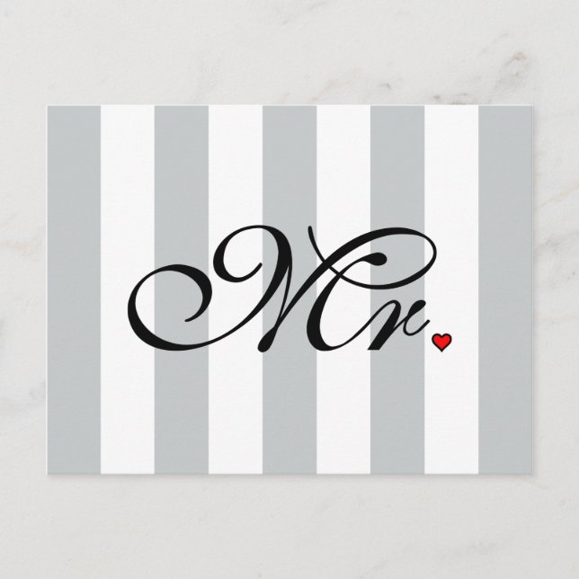 Mr. Husband Groom Click to Customise Colour Stripe Postcard (Front)