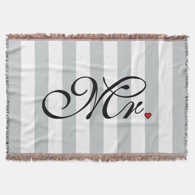 Mr. Husband Groom Click to Customise Colour Stripe Throw Blanket (Front)
