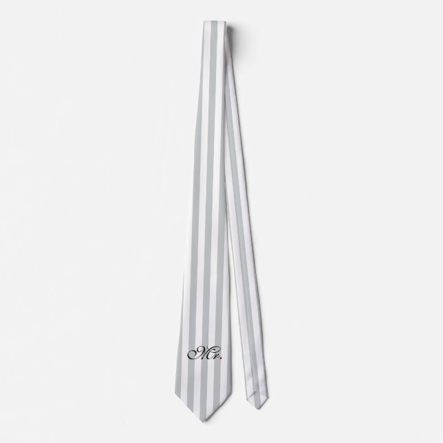Mr. Husband Groom Click to Customise Colour Stripe Tie (Front)