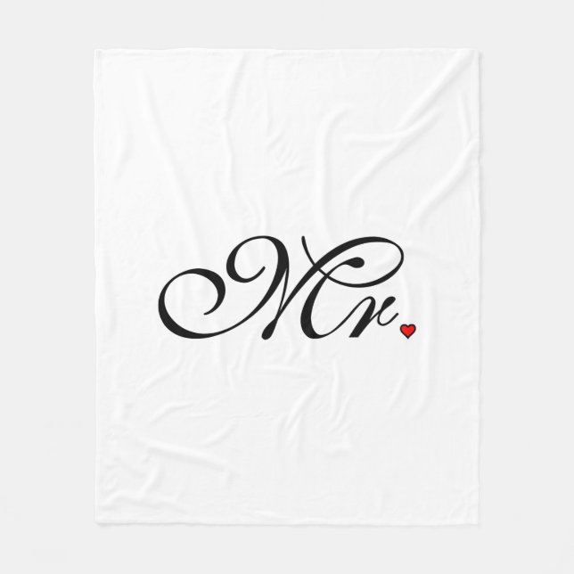 Mr. Husband Groom His Her Newly Weds Fleece Blanket (Front)