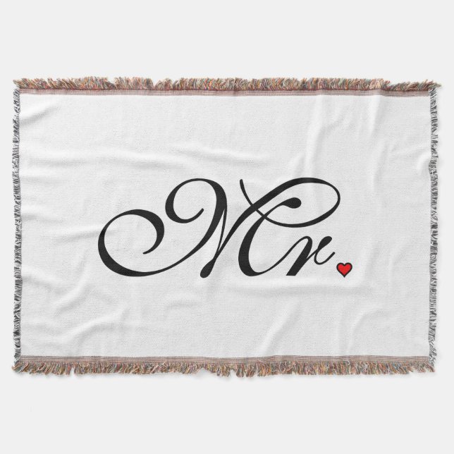 Mr. Husband Groom His Her Newly Weds Throw Blanket (Front)
