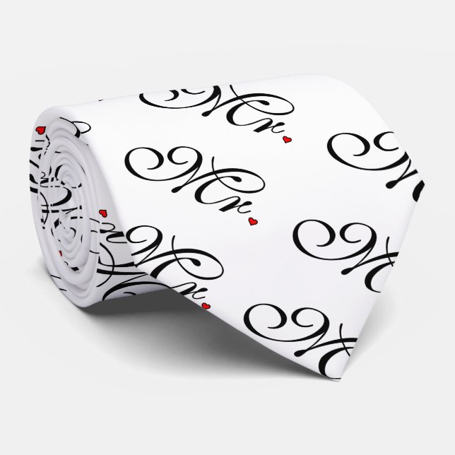 Mr. Husband Groom His Her Newly Weds Tie (Rolled)