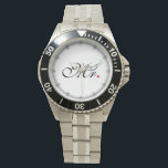 Mr. Husband Groom His Her Newly Weds Watch<br><div class="desc">Click the "CUSTOMIZE IT!" button to reveal a colour selector and change the background colour of this product to your favourite custom colour. A classic monogram for Mr. and Mrs. for newly weds established couples mum dad girlfriend or boyfriend. A perfect last minute gift idea. Mr. and Mrs. Husband Wife...</div>