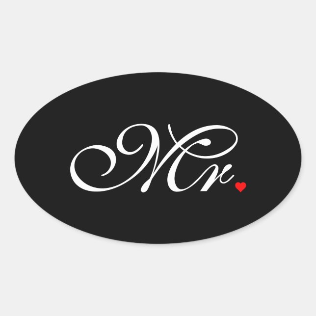 Mr. Husband Groom His Hers Newly Weds Oval Sticker (Front)