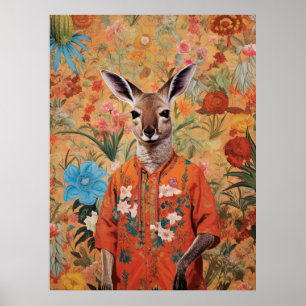Mr. Kangaroo in his garden Poster