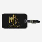 Mr. Last Name Gold Foil Luggage Bag Tag