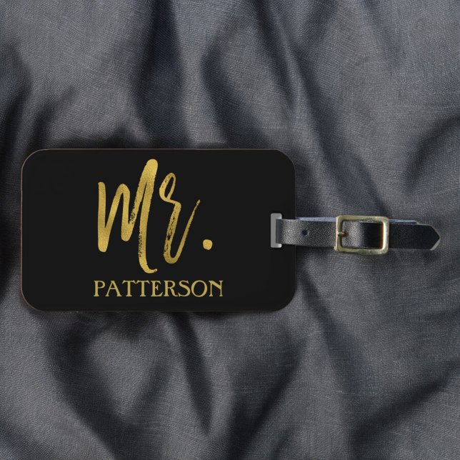 Mr. Last Name Gold Foil Luggage Bag Tag (Creator Uploaded)