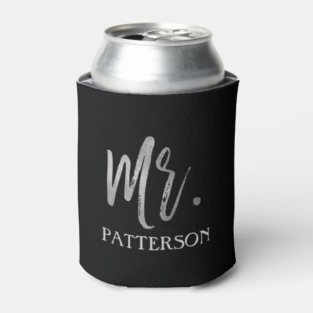 Mr. Last Name Silver Foil Can Cooler (Can Front)