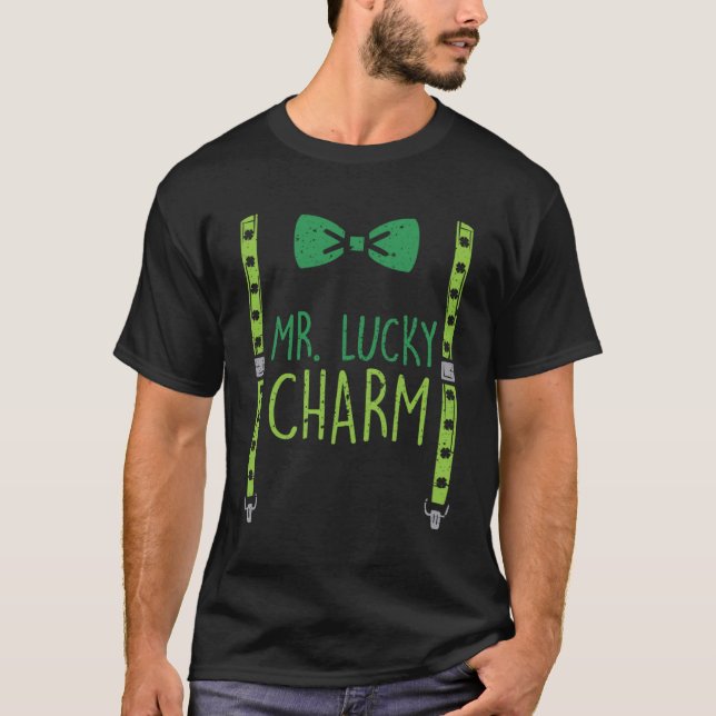 Mr Lucky Charm Suspenders St Patrick s Day Boys Ki T-Shirt (Front)