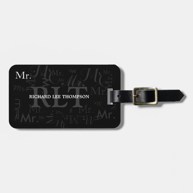 Mr. luggage tag , black (Front Horizontal)