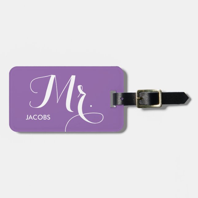 Mr. Luggage Tag - purple (Front Horizontal)