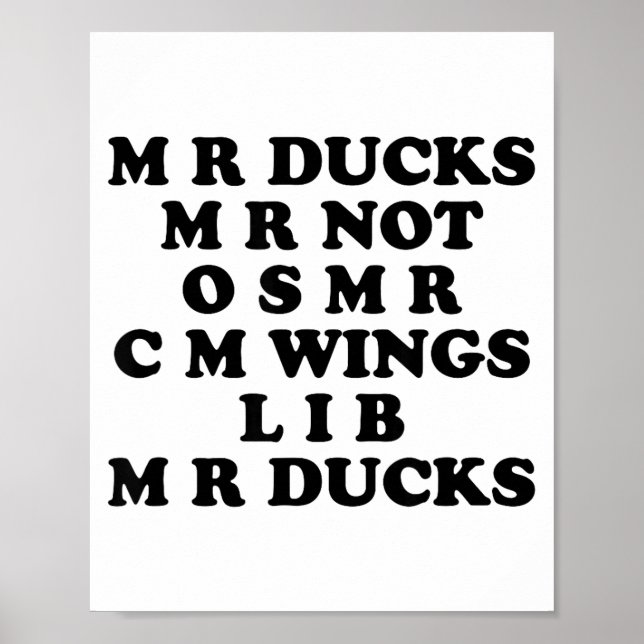 Mr M R Ducks T, Funny Duck Lover, Waterfowl Quote  Poster (Front)